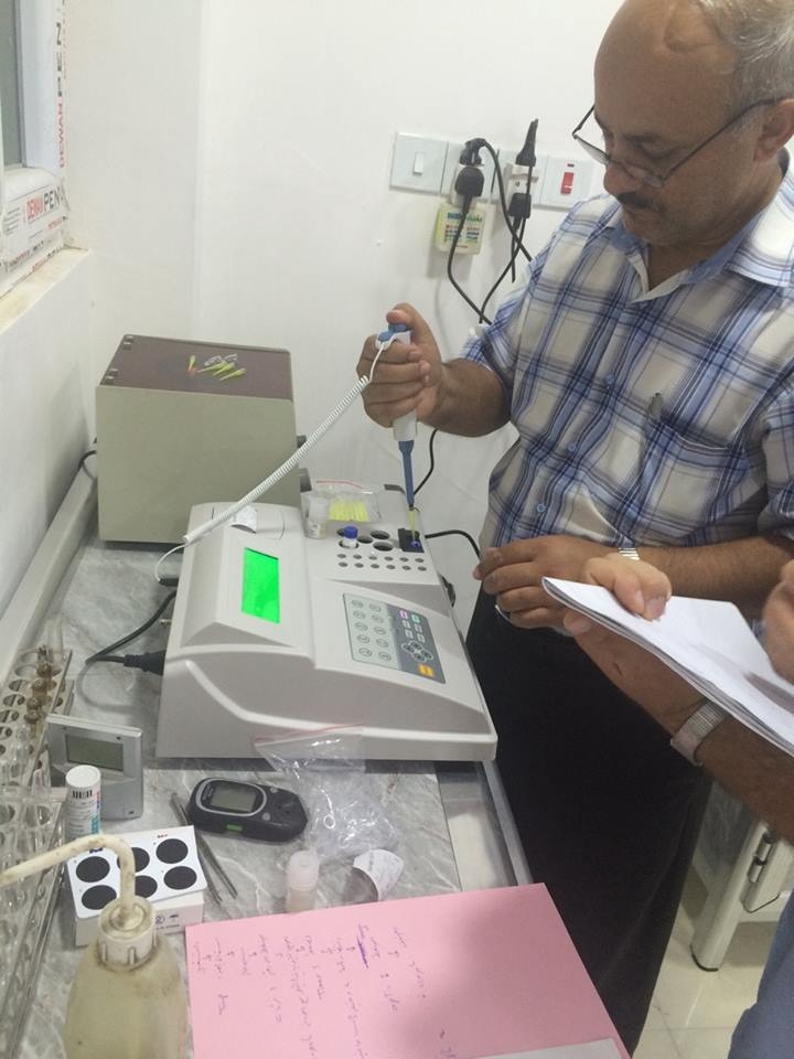 AL-MUBDAA Scientific Company in al-Kawthar lab. THROMBO Semi Automated Coagulation analyzer
